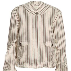 Samba striped shorts and utility bomber jacket